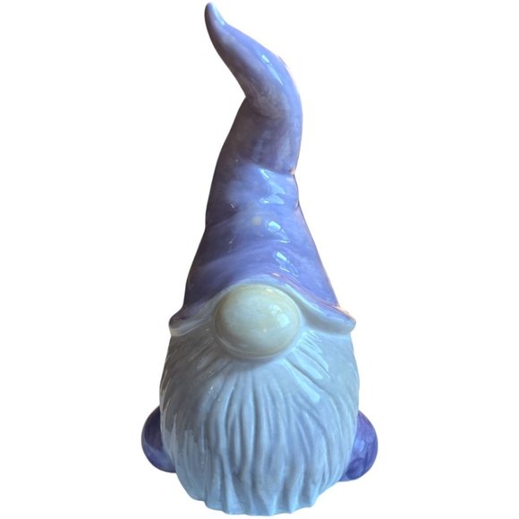 Hand-Painted GNOME Ceramic Decor Pastel Lilac 8.75" tall Whimsical - Picture 1 of 14